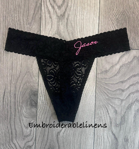 Bride Thong- Bridal Lingerie- Bride Gift- Mrs Panty- Bachelorette Thong- Mrs Thong- Custom Panties- Embroidered Thong- Custom Name & Date.
