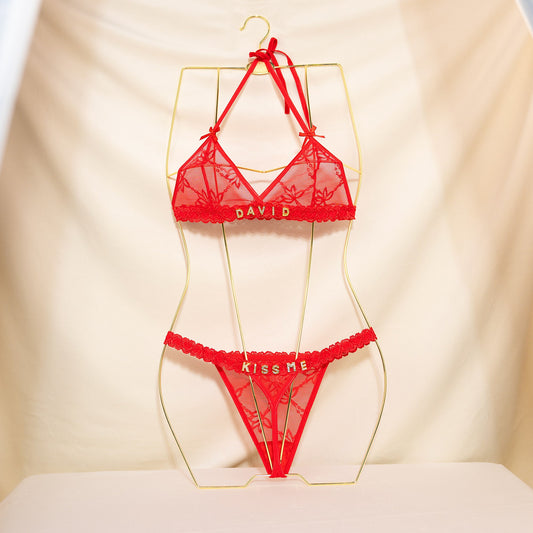 Custom Crystal Name Lingerie Sets, Name Bra, Name Thong, Personalized Name Lingerie Set, Custom Name Lace Thongs, Custom Name G-strings