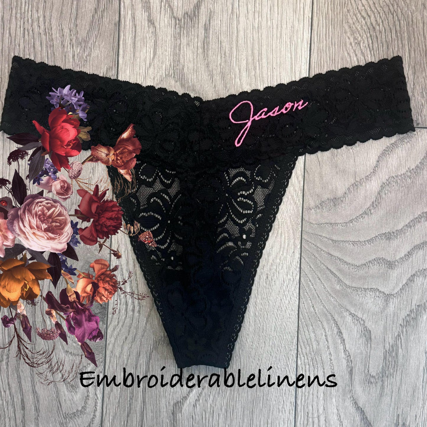Bride Thong- Bridal Lingerie- Bride Gift- Mrs Panty- Bachelorette Thong- Mrs Thong- Custom Panties- Embroidered Thong- Custom Name & Date.