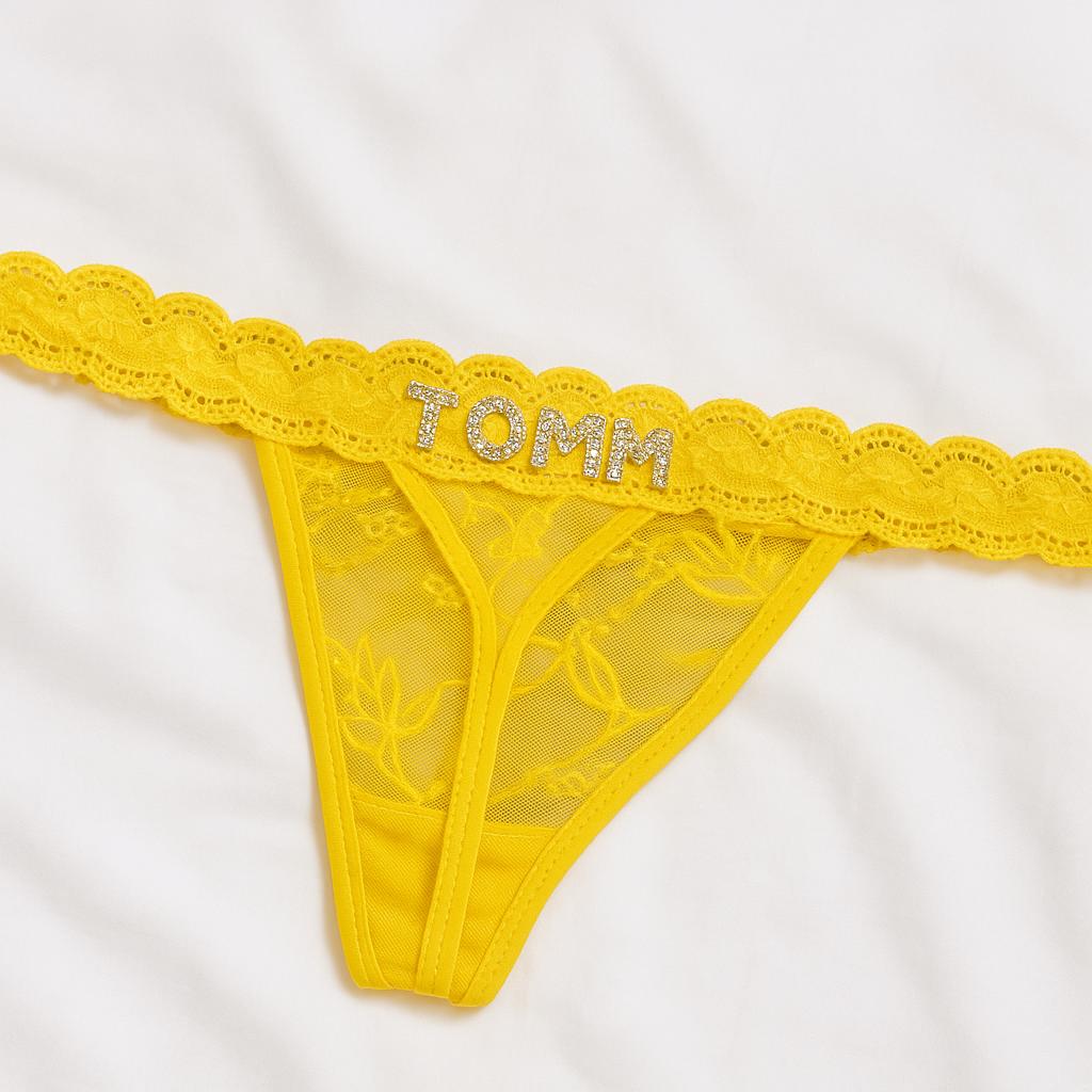 Custom Name Thong, Personalized Thong with Name, Romantic Gift for Him, Anniversary Lingerie, Bachelorette Gift, Custom Underwear Name Her
