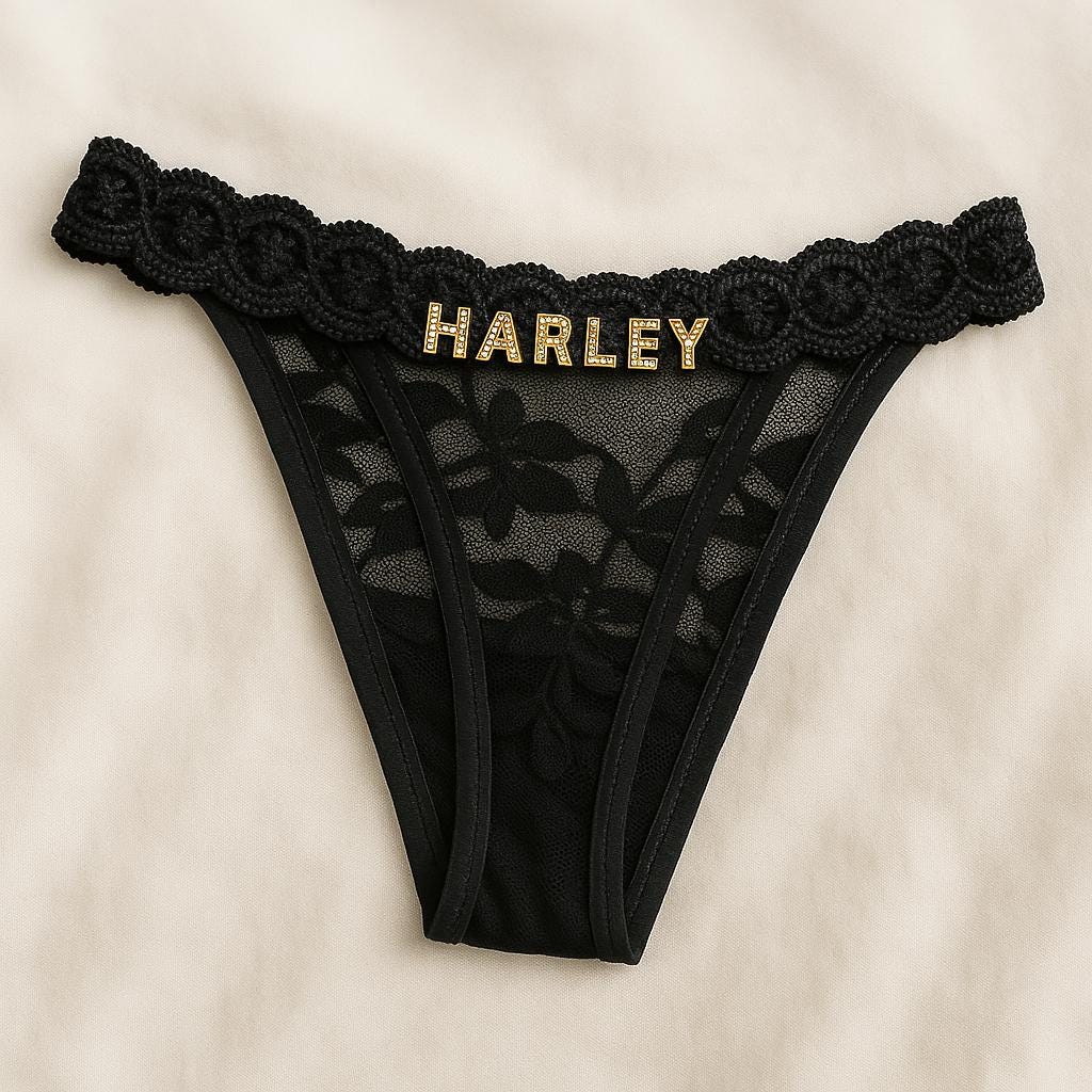 Custom Name Thong, Personalized Thong with Name, Romantic Gift for Him, Anniversary Lingerie, Bachelorette Gift, Custom Underwear Name Her