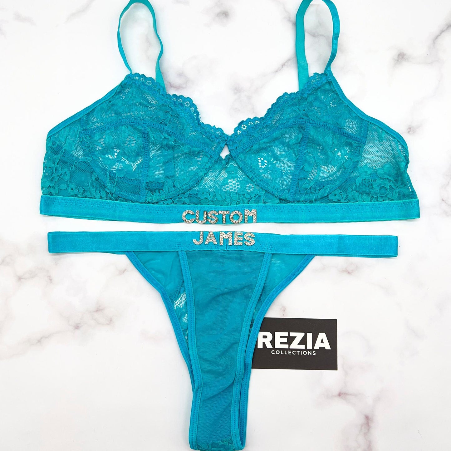 Custom Lingerie Set, Bra and Panty Set, Custom Name Thong, Personalized Thong, Bride Lingerie, Anniversary Gifts for Him