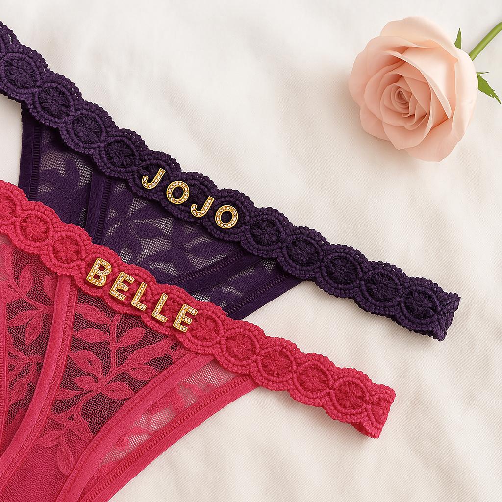 Custom Name Thong, Personalized Thong with Name, Romantic Gift for Him, Anniversary Lingerie, Bachelorette Gift, Custom Underwear Name Her