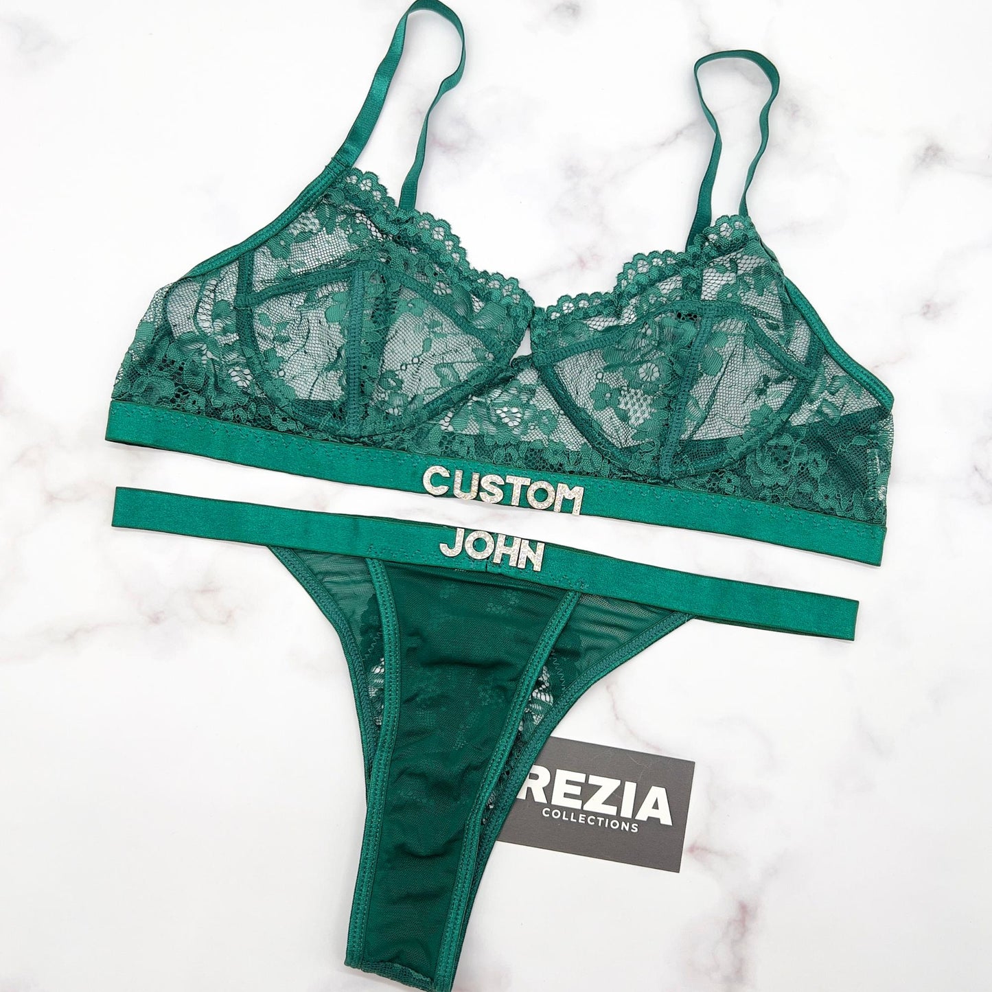 Custom Lingerie Set, Bra and Panty Set, Custom Name Thong, Personalized Thong, Bride Lingerie, Anniversary Gifts for Him