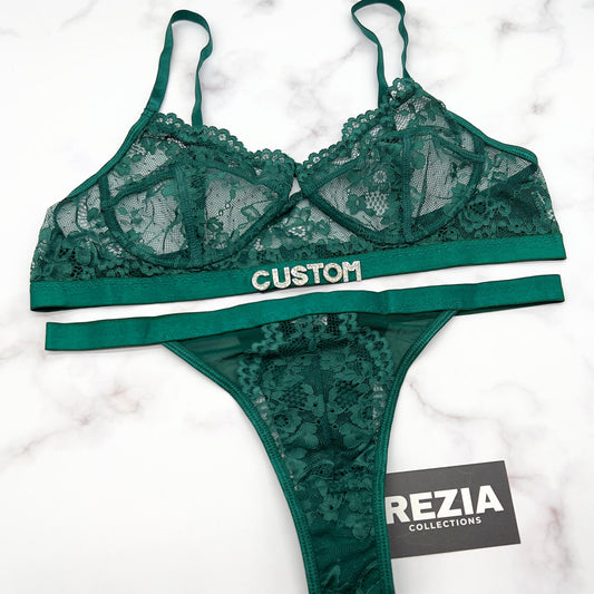 Custom Lingerie Set, Bra and Panty Set, Custom Name Thong, Personalized Thong, Bride Lingerie, Anniversary Gifts for Him