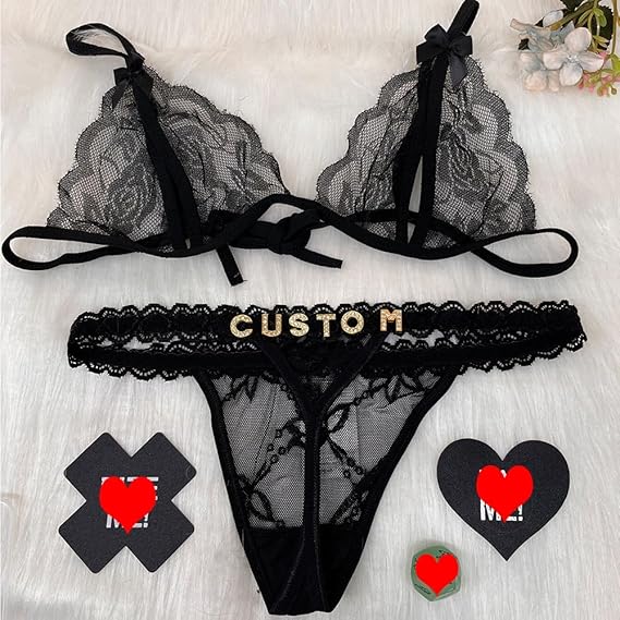 Gorgieousy Custom Name Thong Bra Set