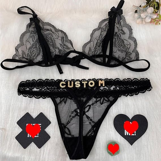 Gorgieousy Custom Name Thong Bra Set
