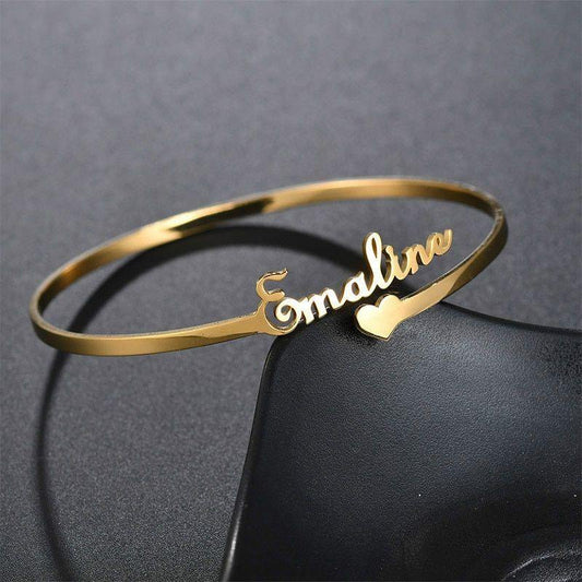 Personalized Steel Name Bangle Bracelet