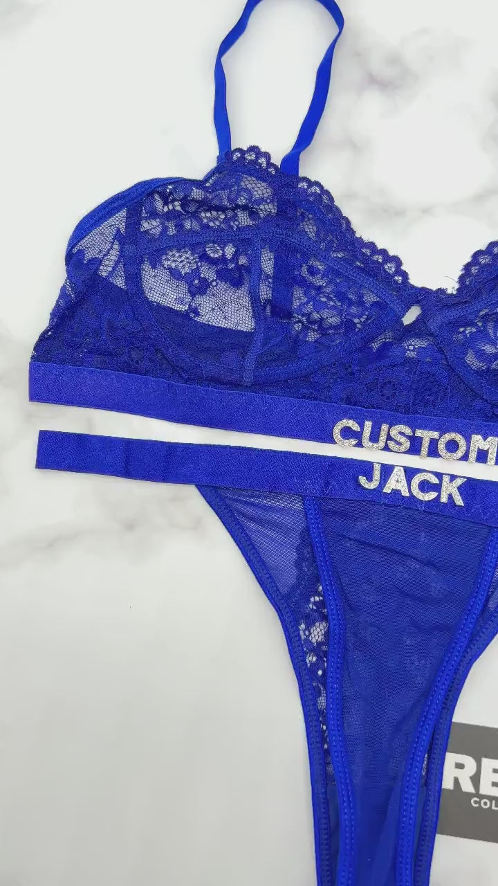 Custom Lingerie Set, Bra and Panty Set, Custom Name Thong, Personalized Thong, Bride Lingerie, Anniversary Gifts for Him